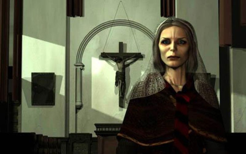 Dahlia Gillespie, starsza kobieta, którą spotykamy w kościele w pierwszej części Silent Hill.