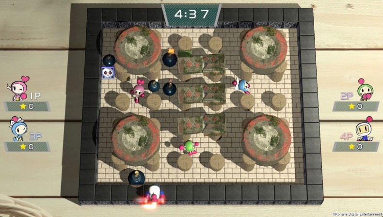 Super Bomberman R rywalizacja czterech graczy